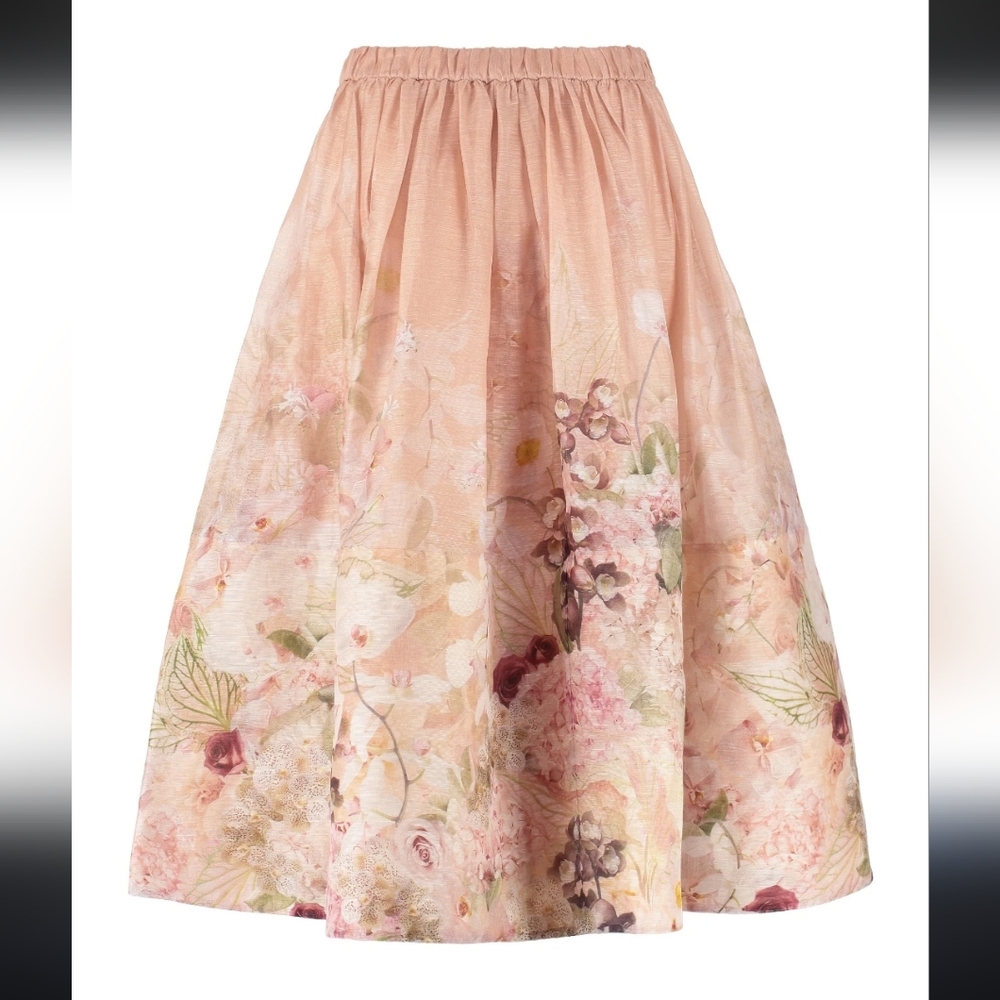 Zimmermann Blush Floral Midi Skirt - Picture 2 of 8
